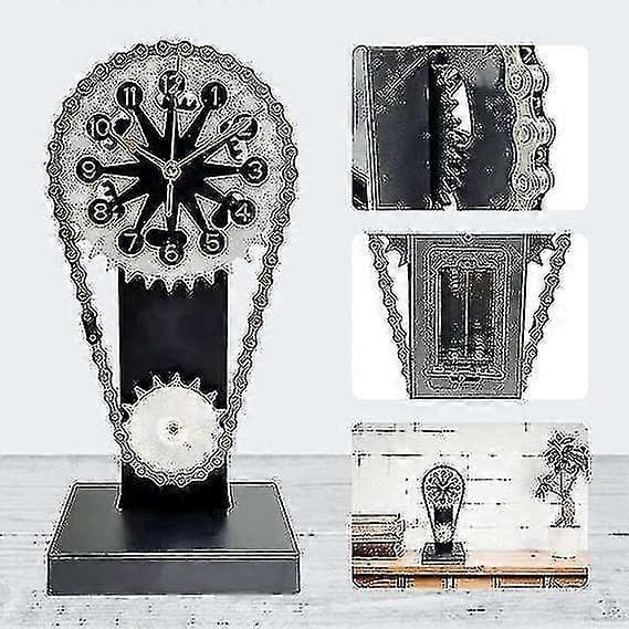 Steampunk-kello liikkuvilla hammaspyörillä, kodinsisustus, pyörivä hammaspyöräkello WHITE