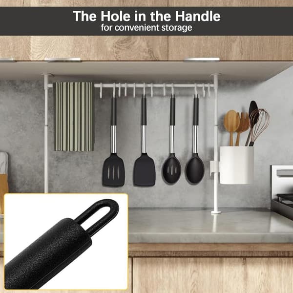 Nonstick Värmebeständig Rektangulär Silikonspatelset, Diskmaskinssäker, Flexibel, 2 Små & 2 Stora Spatlar, Förpackning med 4, Svart