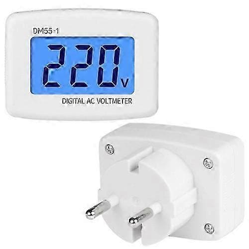 DM55-1 AC 110V-220V LCD Digital Voltmeter Spenningstester Detektormåler EU-plugg