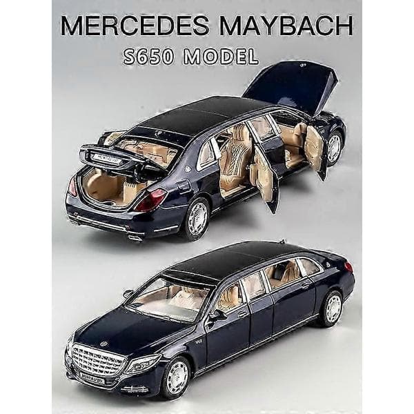 1:32 Mercedes-Maybach S650 Legeringsbilmodel Børnelegetøjsbil Seksdørs Forlænget Version Simulationsbilmodel Samlergave Legetøjsbiler Blue
