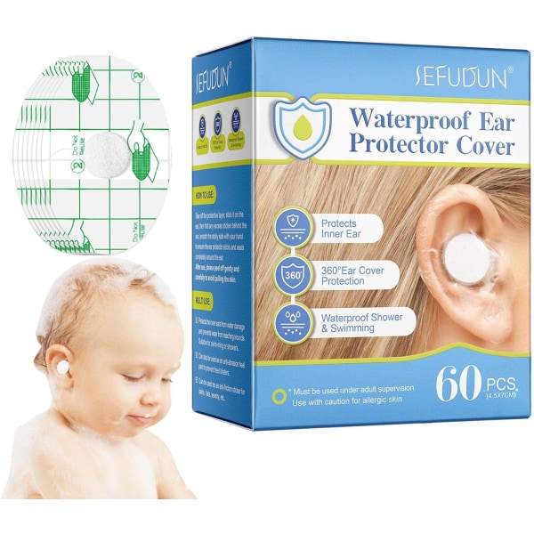 Vanntette øreklistremerker til baby | Vanntett ørebeskyttelse for baby | Ørebeskyttelse for nyfødt baby for svømming, dusj, bading
