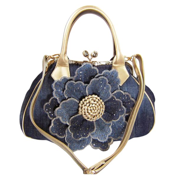 Axelväska i denim Gold
