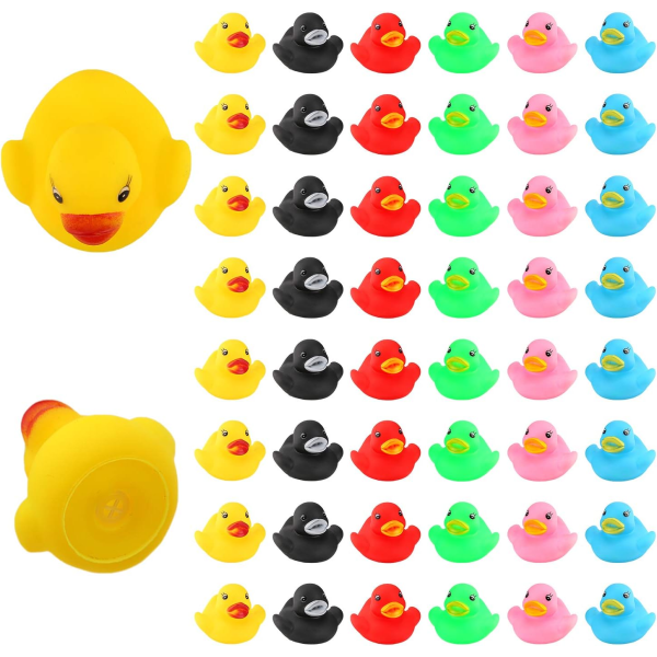 48 stykker plast Duck, Float and Squeak Mini Colorful Little Ducks Badekarleker for dusj / bursdag / festutstyr