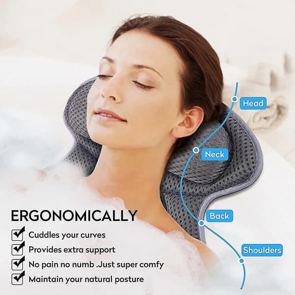 Badekarpute, Luksus Badekarpute, Ergonomiske Badekarputer Kompatible Med Badekar, Myk 4D Mesh Badekarpute