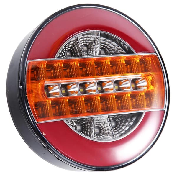4 tommer trailer dynamisk baglygte 24V LED lastbil bremselys LED rund vand hamburger til biler både busser campingvogne Red