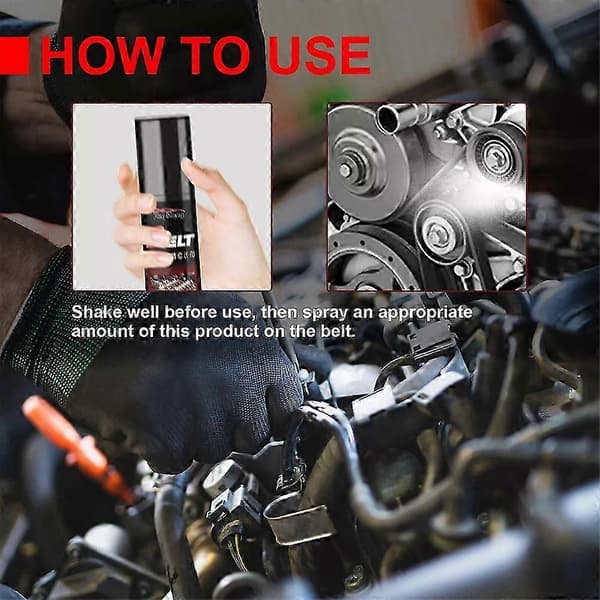 Smörj- och ljuddämpande spray för bilmotorremmar, bilmotorrem