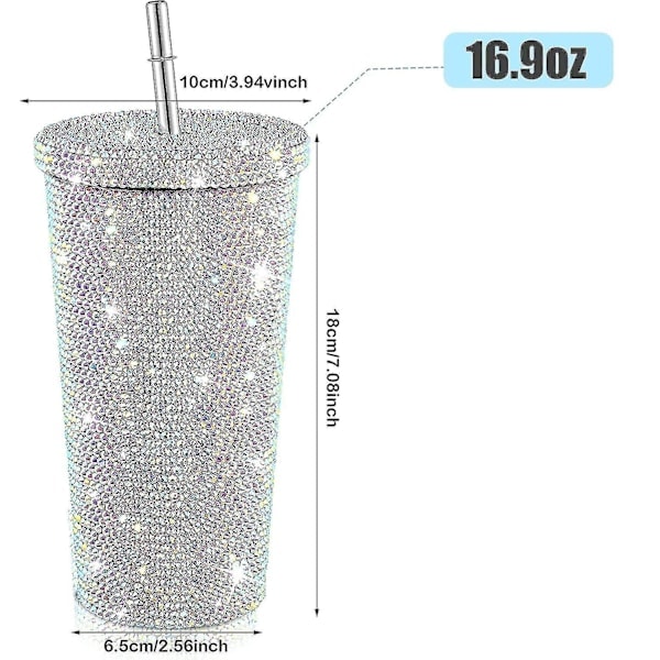Kimaltava timanttikuvioitu juomapullo glitterillä ja monivärisellä kannella multicolor
