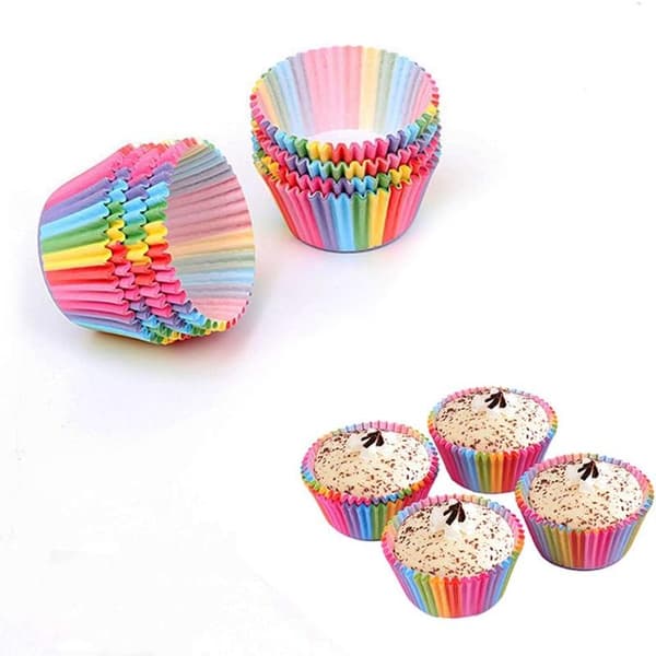 200 stk. regnbue cupcakeforme papirindpakning til bagning af muffins