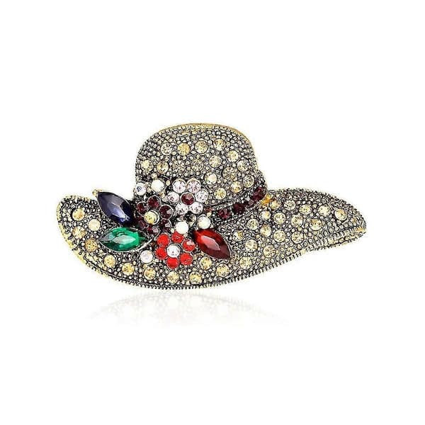 Retro Krystallblomst Hatt Brosjer For Kvinner Solhatt Topee Design Drakter Skjorte Brosje Pins Gaver
