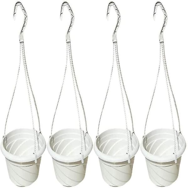 4-pack hängande planteringskorg inomhus/utomhus hängande blomma (VIT)