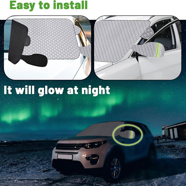 Snöskydd för bilrutor, dubbla lager med öron [5 magneter]