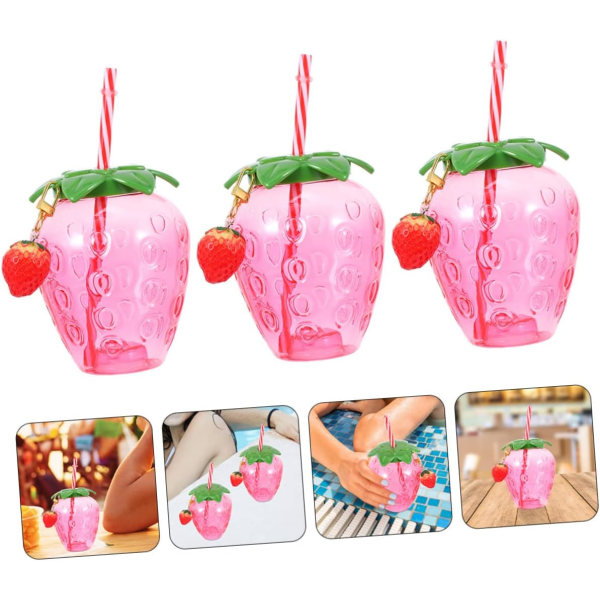 Stykker Drikke Juice Pp Drikk Jordbær Drikke Jenter & kopp krus Oz/Ml Dekorativ modellering Aloha Plastic Tea Sommerkopper For Supplies Stuff