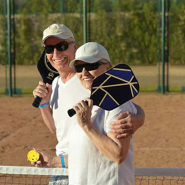 Pickleballracketset med glasfiberyta, bollar och bärväska Black One Size