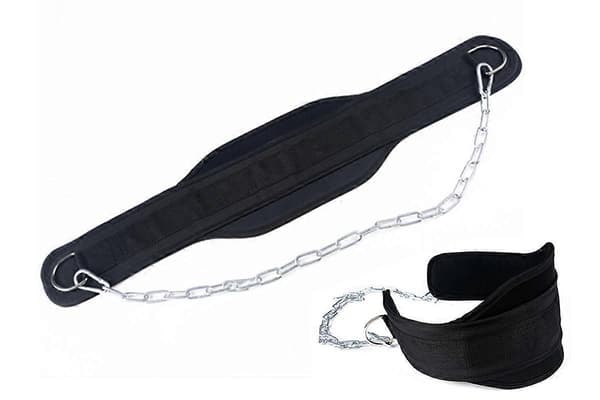 Dypbælte med kæde til vægtløftning, pull-ups, dips, træning, fitness Black One Size