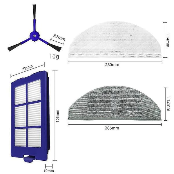 Korvaava sivuharja Hepa-suodatinmoppityynyt Eufy Robovac X8:lle