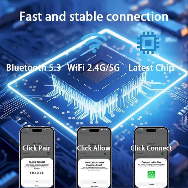 Trådløs CarPlay-adapter til iPhone og Android Auto, Mini kablet til trådløs Apple CarPlay-adapter
