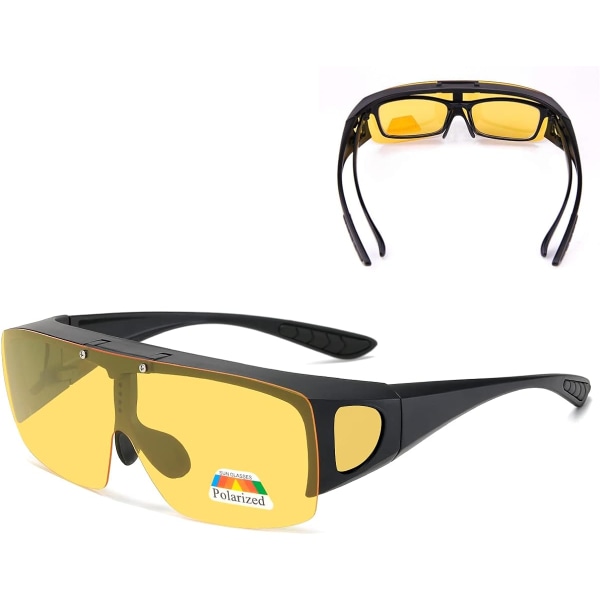 Nattkjøringsbriller - Gule vendbare linser for menn og kvinner Lett å bruke over briller