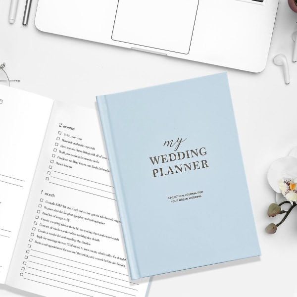 Bryllupsplanleggerbok og arrangør Den komplette brudeplanleggingsdagbok for forlovede par A5 Hard A Blue
