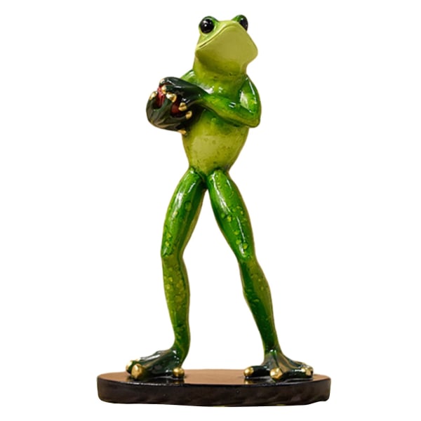 Par Frosk Figur Harpiks Baseball Tennis Frosk Figur Lekemodell Statue Skulptur Skrivebord Dekorasjon Ornament Festival Gave G