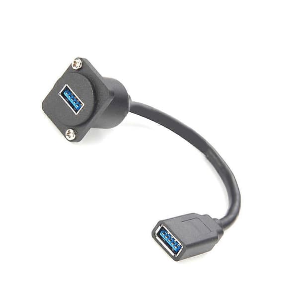 USB 3.0 D-serie panelmonteringskabel hona till hane förlängning kompatibel med XLR flänsmontering dataöverföring