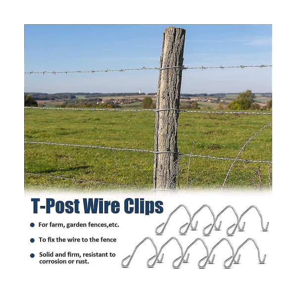 Pakke med 102 T stolper Wire Clipst Stolper Clips Gjerde Wire Spenningsverktøy For feste Gjerde Wire T-stolper