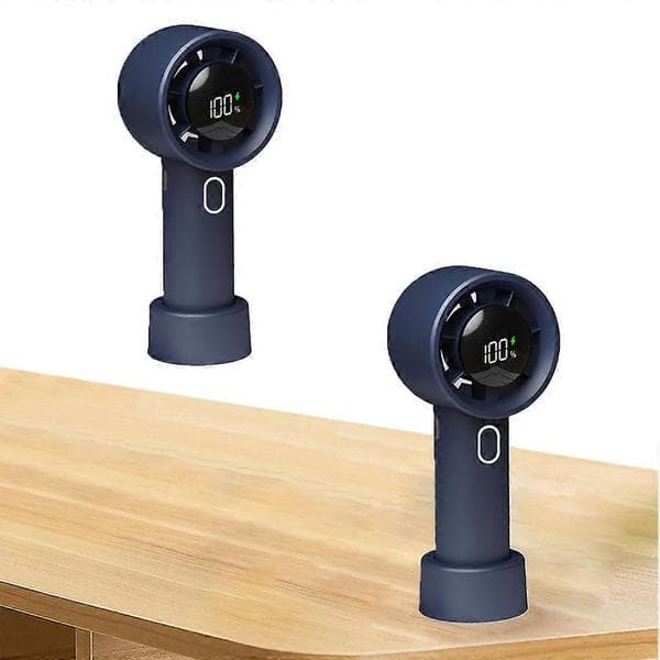 Bærbar Håndholdt Turbofan Med Digitalt Display 1500mAh Batteri Mini Håndventilator Blue One Size