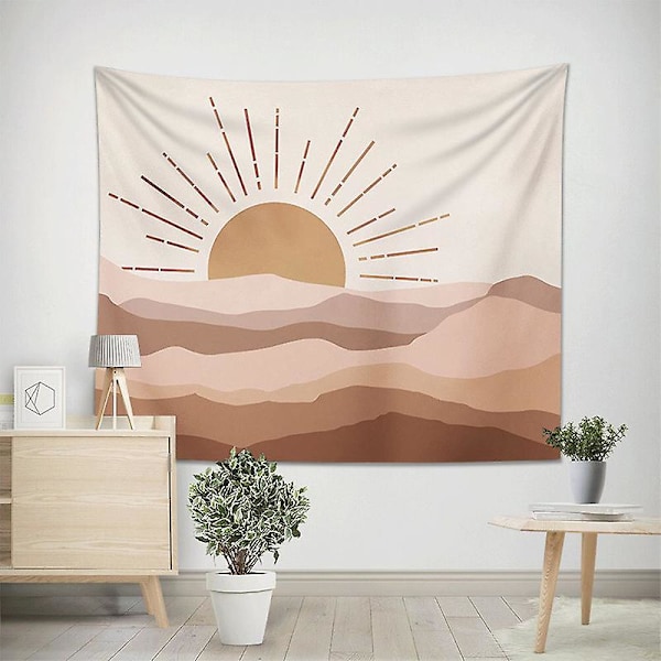 Solnedgang og fjell veggteppe Bohemsk middelalder veggteppe dekor Abstrakt natur landskap veggteppe kunst Minimalistisk hjem dekor soverom stue