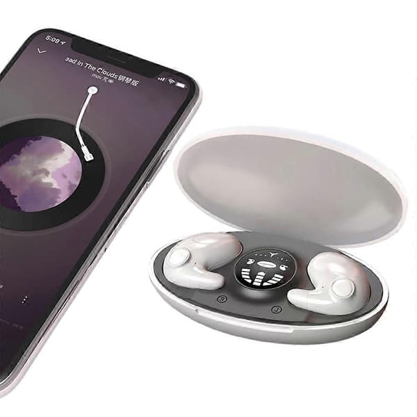 Usynlige trådløse soveøretelefoner Bluetooth 5.3 hodetelefoner skjulte ørepropper White One Size