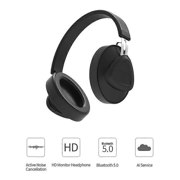 Bluedio TMS Bluetooth versjon 5.0 hodesett Bluetooth-hodesett kan koble skydata til APP Black