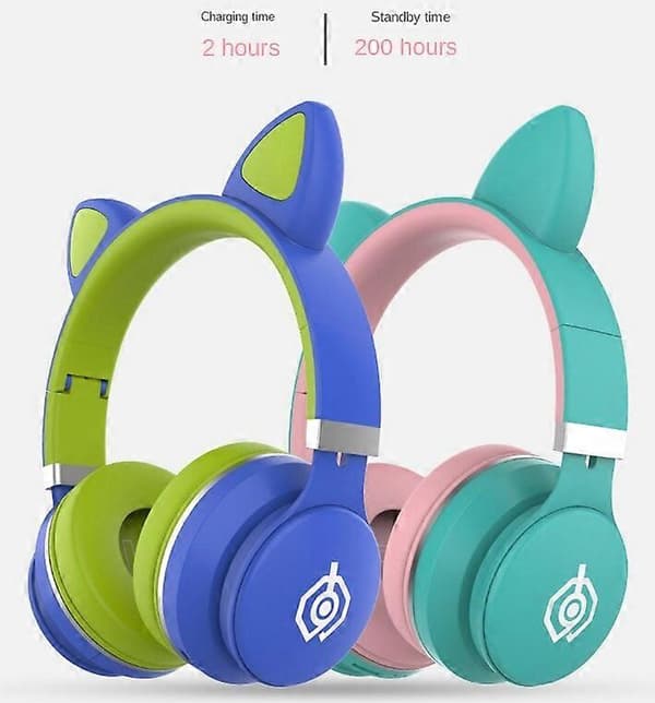 Vikbart Bluetooth-headset med huvudband Bluetooth 5.0 Trådlöst headset Green Pink