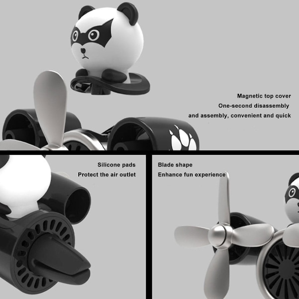 Car Air Freshener Vent Clip LED Light Fläkt Car Doft Aroma Diffuser Parfym panda