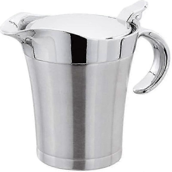 Dobbeltvægget sovsekande med hængslet låg, ideel sovseskål i rustfrit stål (750 ml)