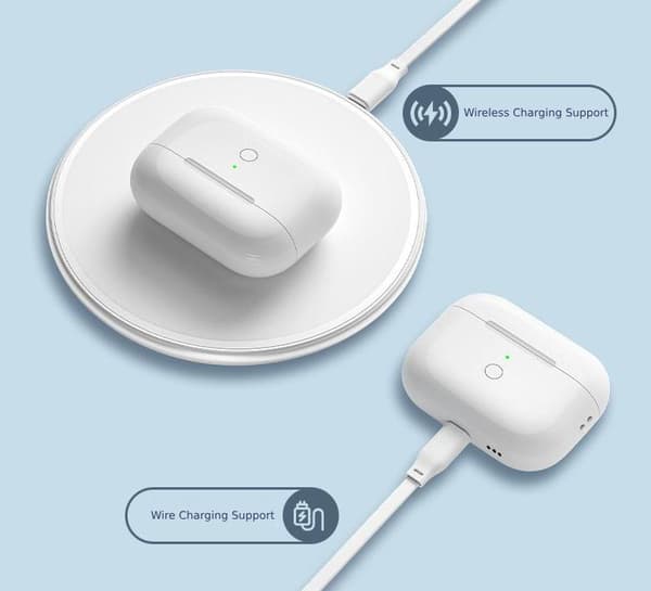 Wireless Headphone Case for Original AirPods Pro1/Pro2, 680 mAh Battery Capacity, Supports Wired/Wireless Charging - White