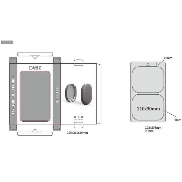 Kompatibel med Airpods Max Case Cover Skyddande öronkåpor - Kristallklart silver Gray