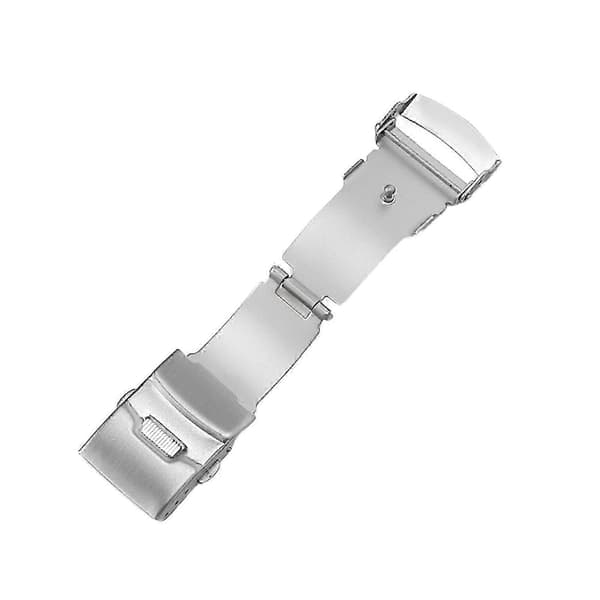 Urspænde Universal Dobbelt Tryk Rustfrit Stål Ur Sikkerhedsfoldespænde til Urmager Silver 16mm