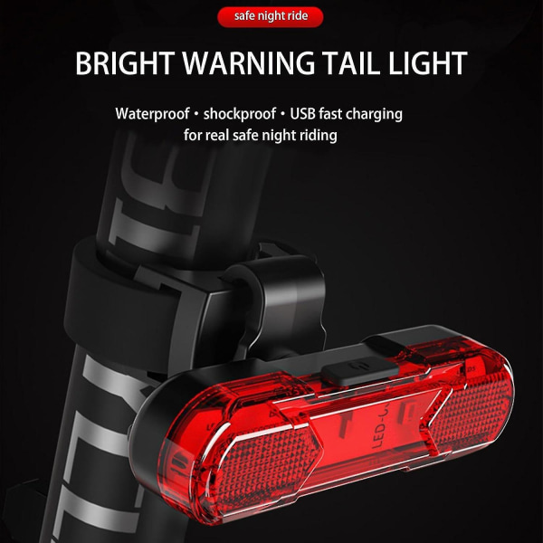 Smart cykelbaglygte, høj lumen Super Bright cykellygte, USB genopladelig cykelbaglygte til landevej, bjerg, natkørsel Red