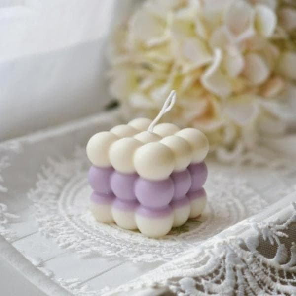 Multi Style Bubble Cube Lys Silikonform 3D Aromaterapi Gips Lys Håndlaget Baking Sjokolade Dessert Kakeform Verktøy Julepynt Disp 1pcs flower