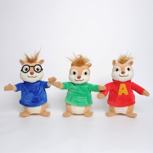 3 kpl Alvin ja Pikkuoravat Simon Theodore Pehmolelu Pehmeä Leikki 9' Joululahja