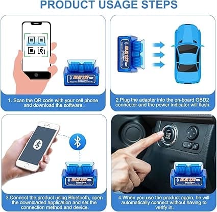 ELM327 Bluetooth Mini Feilkodeleser / OBD2 - Bildiagnostikk i Blå Blå blue