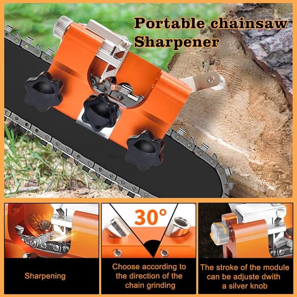 Chainsaw Sharpening Kit with 5 Grinding Heads - 7x6x2.8cm - Compatible with All Chainsaws and Electric Saws