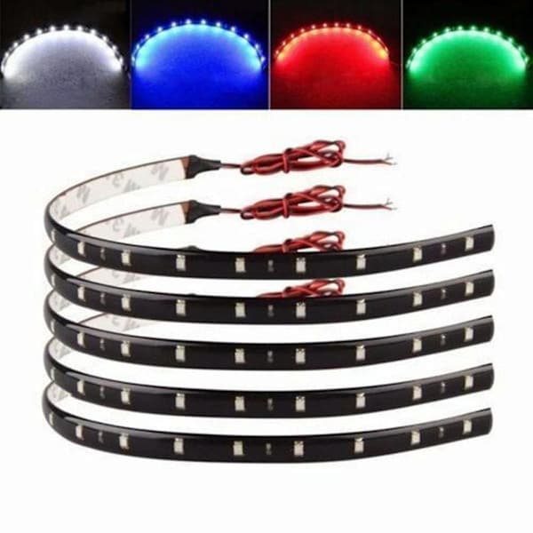 10 stk røde vanntette fleksible LED-strips for understellsbelysning til bil