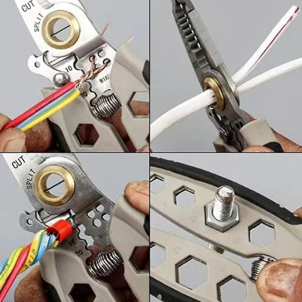 7-tommers flerbruks trådstripper Profesjonelt verktøy Elektriker krympetang for trådavisolering Kabelkutter Håndverktøy 2x