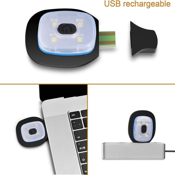 Pipo LED-valolla, USB-ladattava LED-pipo 3 valolla musta