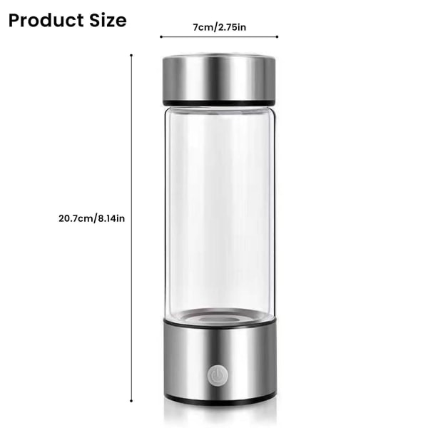 420 ml Hydrogen vannflaske - Hydrogen vannflaskegenerator - Hydrogen vannmaskin med Spe Pem teknologi - Rik og sunt vann