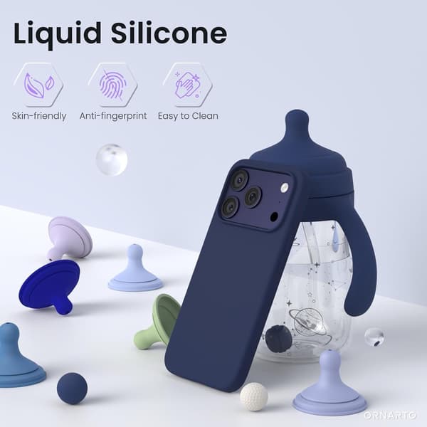 Nya heta varor 2026-2027 iPhone 17 Pro-skal, premium flytande silikonskal, mjukt cellgummi, repfritt mikrofiberfoder,