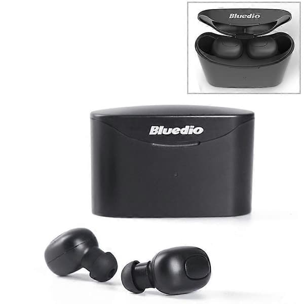 Bluedio TWS T-elf Bluetooth Version 5.0 In-Ear Bluetooth Headset med opladningsboks til hovedtelefoner Svart