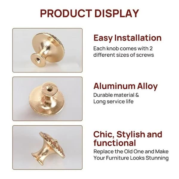 10 pcs Kitchen Knobs Handles, Round Metal Knobs for Cabinets