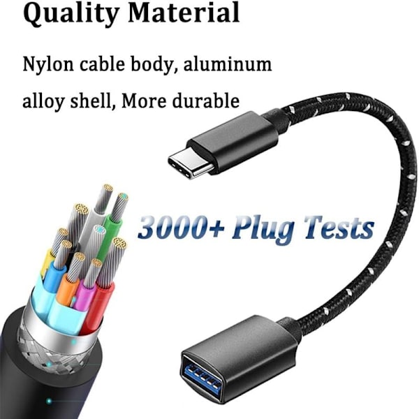 USB C til USB-adapter [2-pak], Type C til USB OTG-kabel, USB C han til USB A hun-adapter, kompatibel med iPhone 15 Pro/Max, MacBook Pro/Air, 180ml