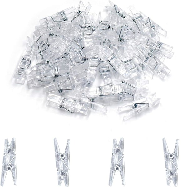 128 Pieces Mini Transparent Plastic Clear Clips, Binder, Photo Clips, Clothespins Clip