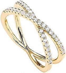 14K guldbelagt X-ring simuleret diamant CZ krydsring til kvinder